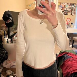 White Express long sleeve scoop neck top